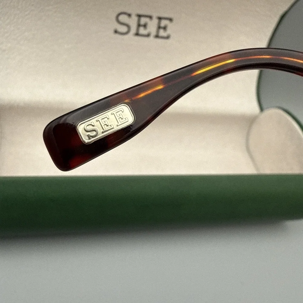 SEE 9651 Authentic Polarized Square Sunglasses Red Tortoiseshell 54-21 145 &Case